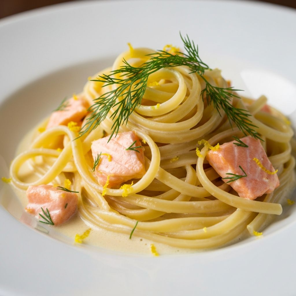 Krémové těstoviny s lososem