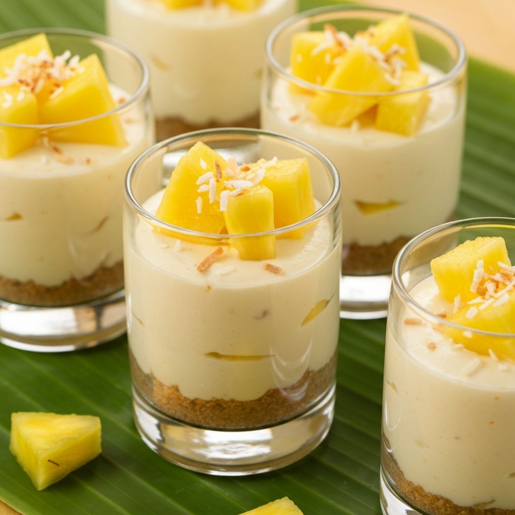 Mini piña colada cheesecakes